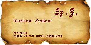 Szohner Zombor névjegykártya